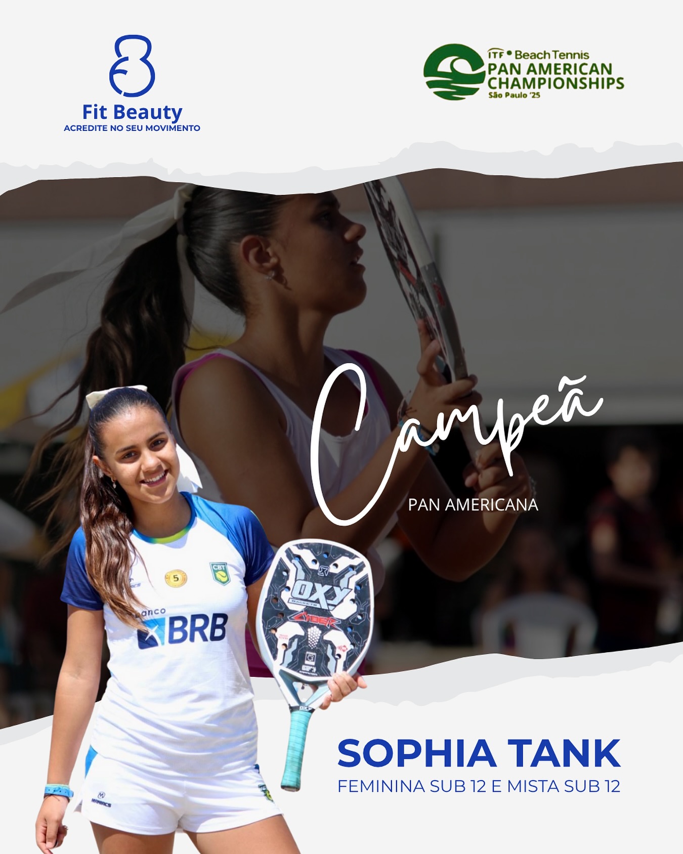🏆✨Parabenizamos nossa atleta Sophia Tank, campeã Pan-Americana Sub-12! 🇧🇷🔥
Com garra, disciplina e talento, ela mostrou ao mundo o que é ser uma verdadeira campeã — e para nós, é uma honra imensa tê-la representando a Fit Beauty.
Sophia, você nos inspira e eleva o nome da marca com sua dedicação e paixão pelo esporte. Que esse seja apenas o começo de uma trajetória brilhante! 💪💖